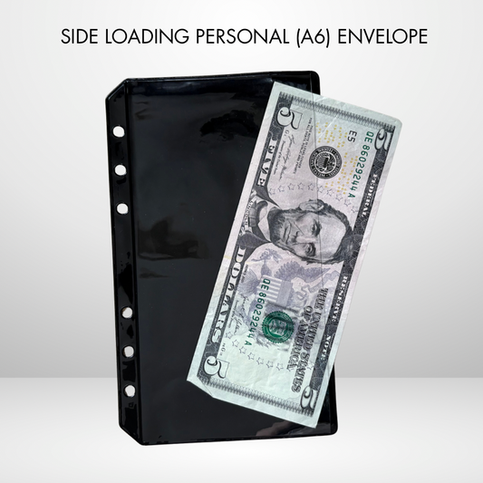 Side Loading Noir Personal Size Cash Envelopes Set of 6
