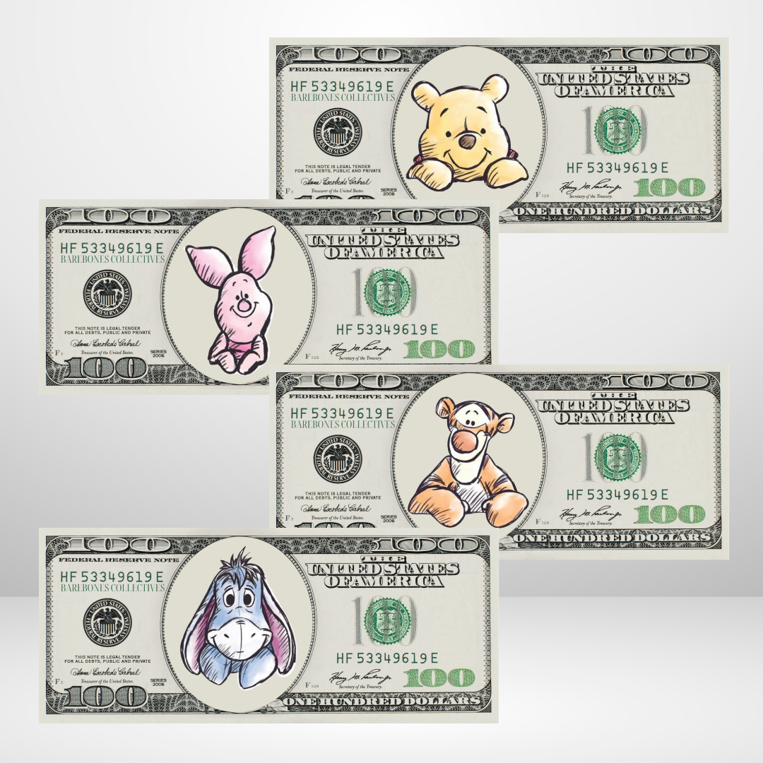 Pooh Bear and Friends Cash Place Holders $100 Sets of 4
