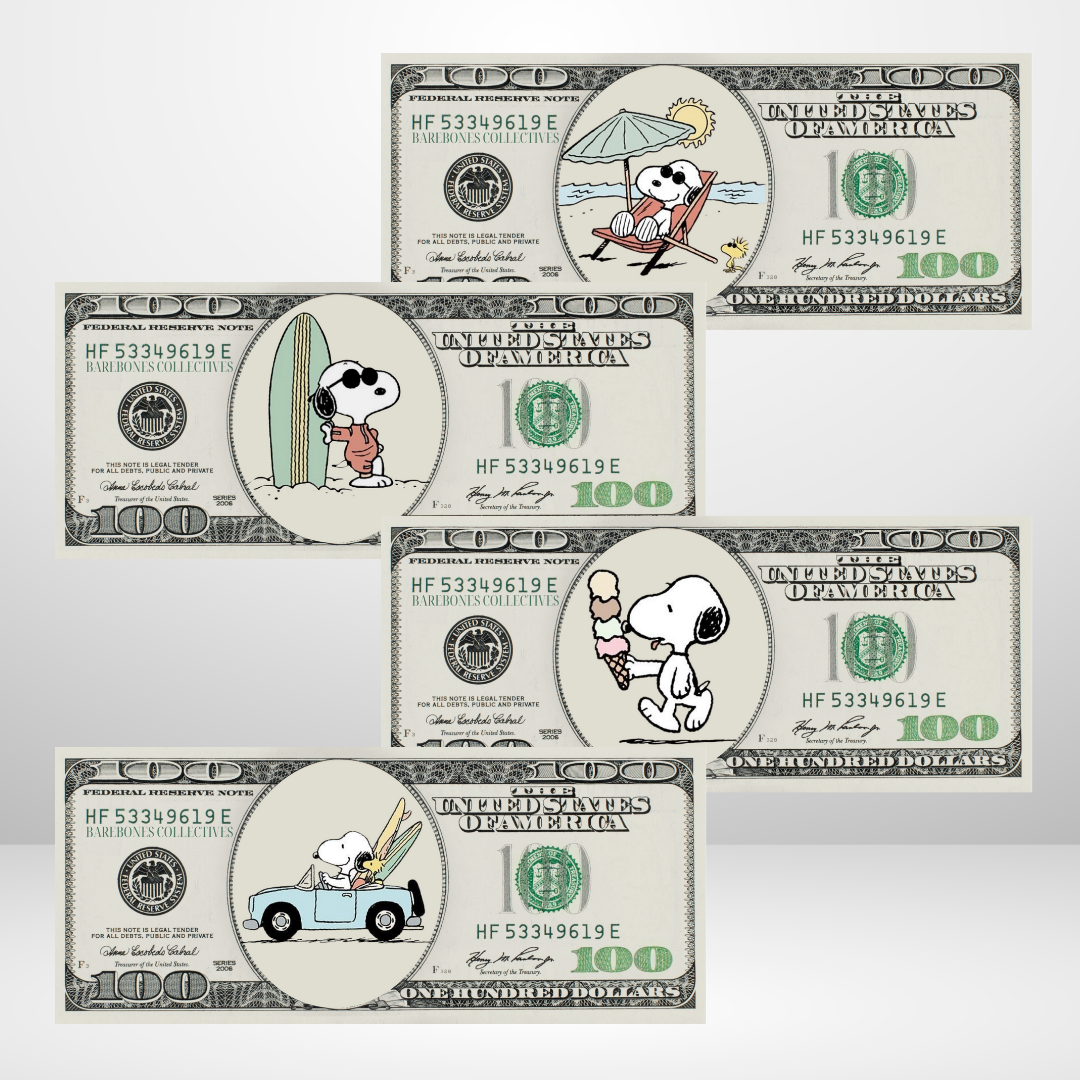 Snoopy's Summer Cash Place Holders $100 Sets of 4