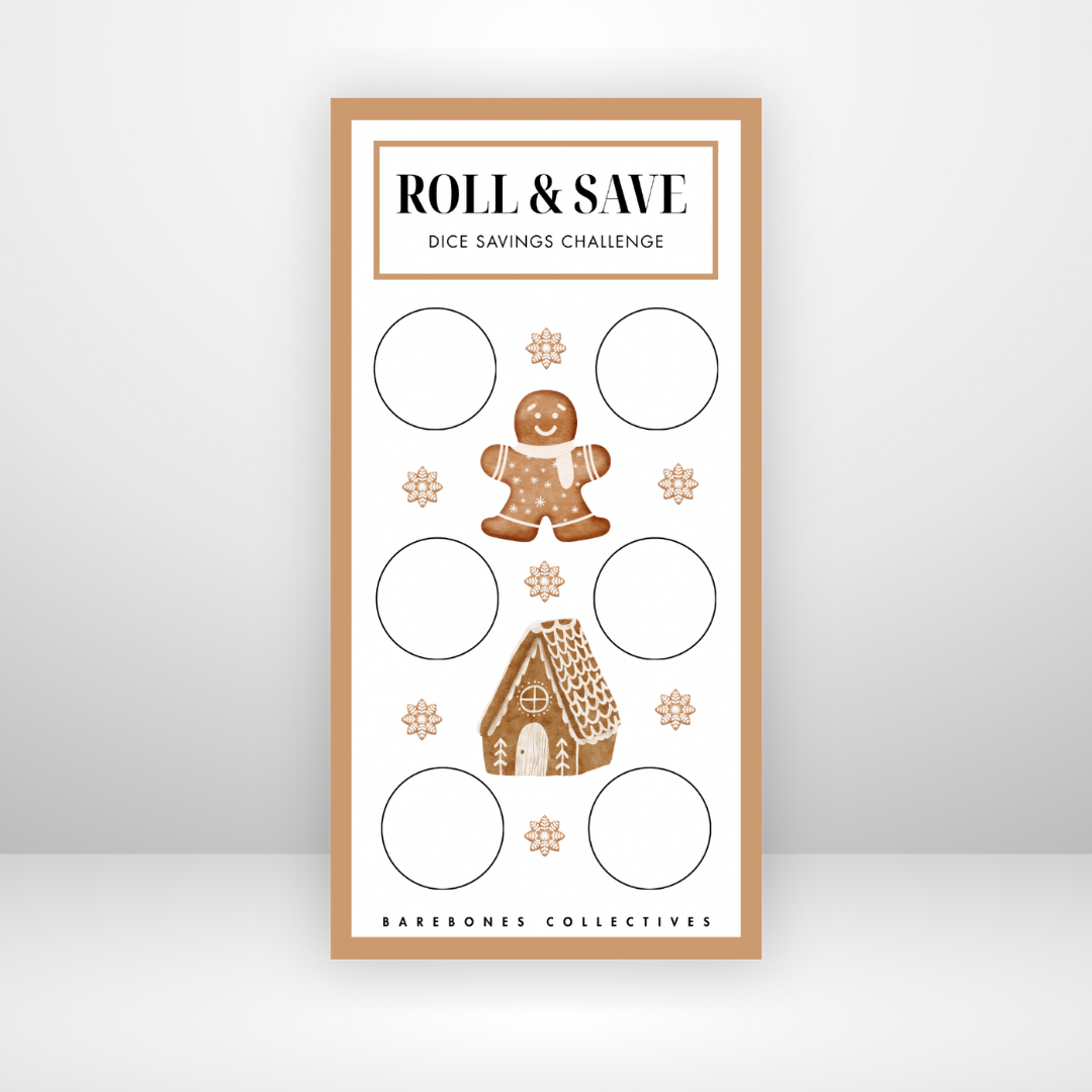 Roll the dice gingerbread Christmas 3x6 Savings Challenge Save $100