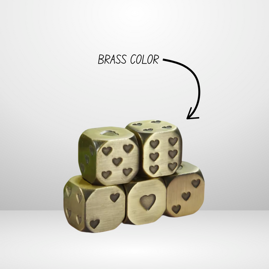 Heart Engraved Metal Dice 2pc