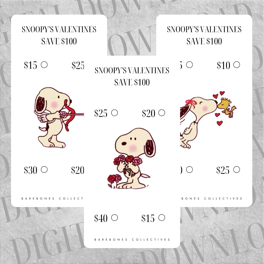 Snoopy's Valentines Savings Challenge Set DIGITAL DOWNLOAD