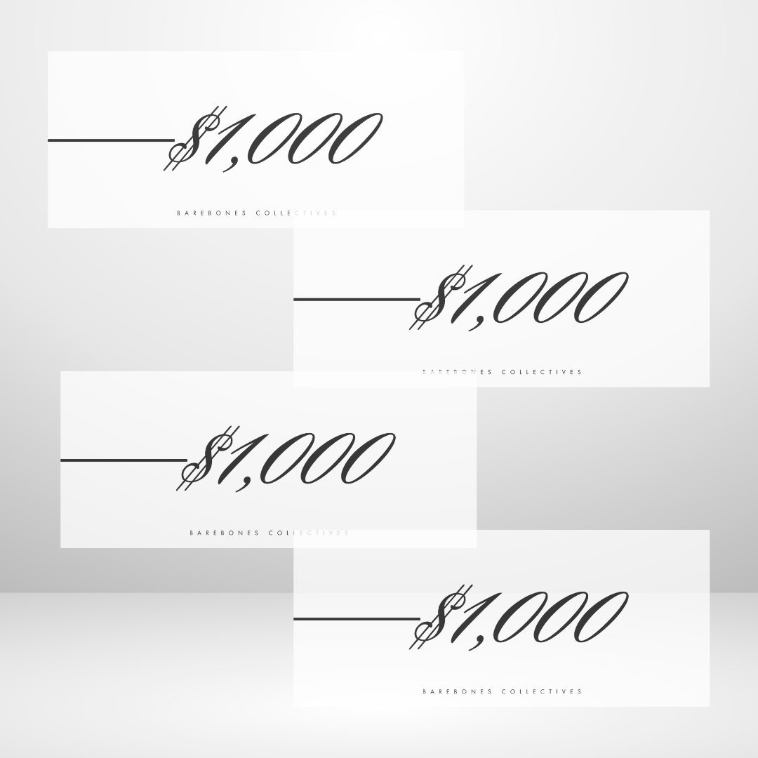 Fancy Font $100-$20,000 Set of 4 In the Bank Cash Place Holders