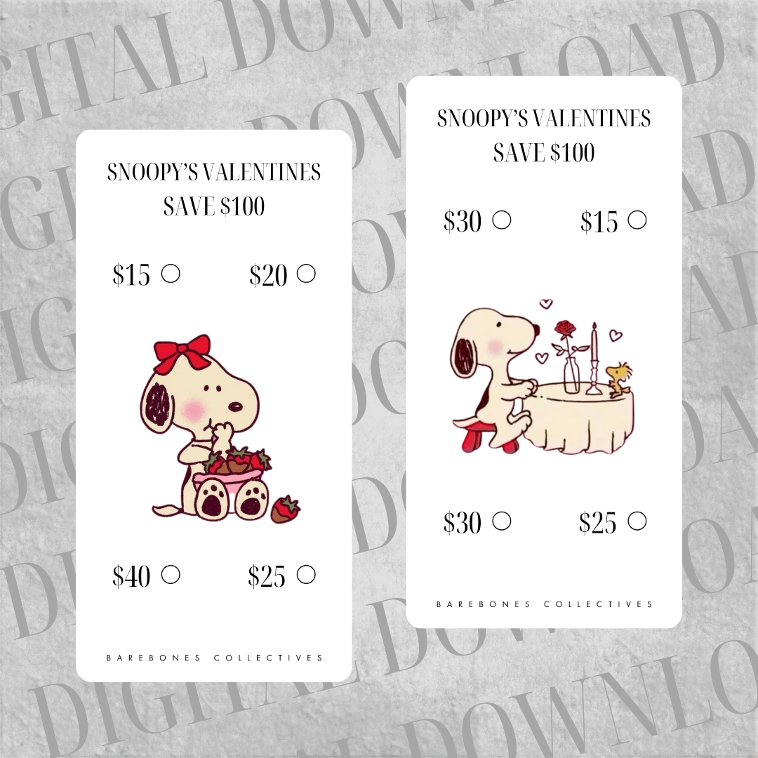 Snoopy's Valentines Savings Challenge Set DIGITAL DOWNLOAD