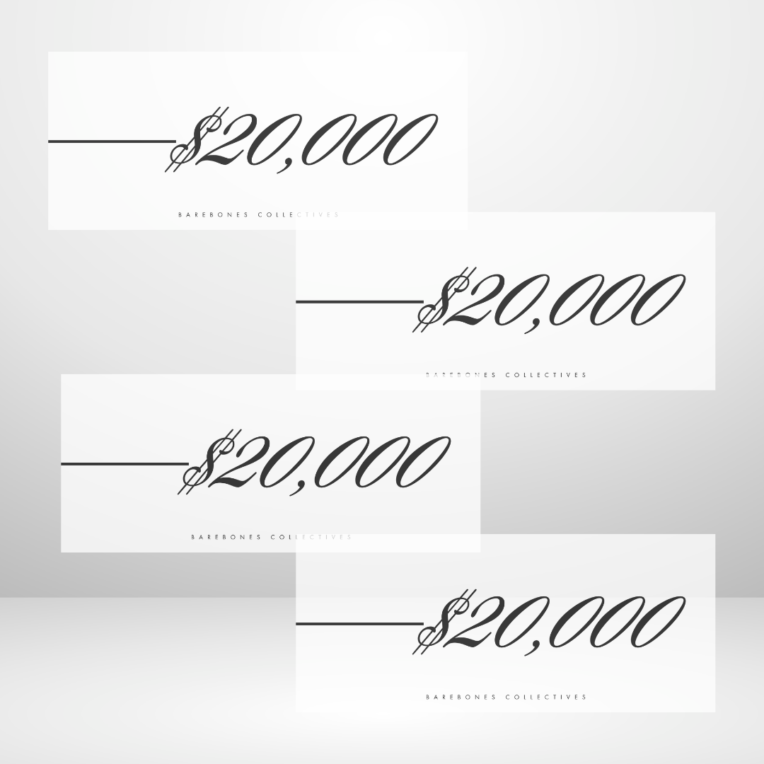 Fancy Font $100-$20,000 Set of 4 In the Bank Cash Place Holders