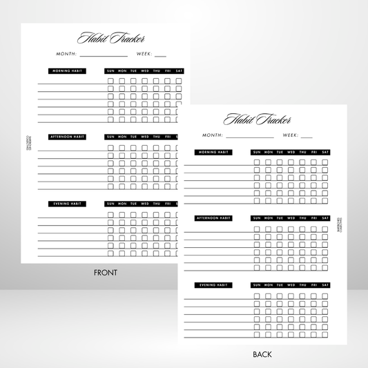 Habit Tacker Style 2 Page A5 Inserts