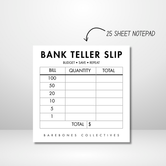 Bank Teller Slip Notepad