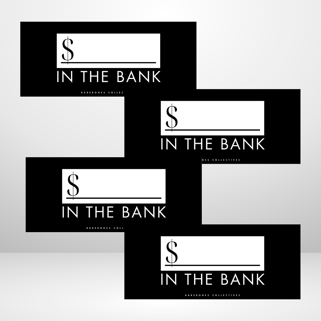 In The Bank Black Out Style Set of 4 Cash Place Holders