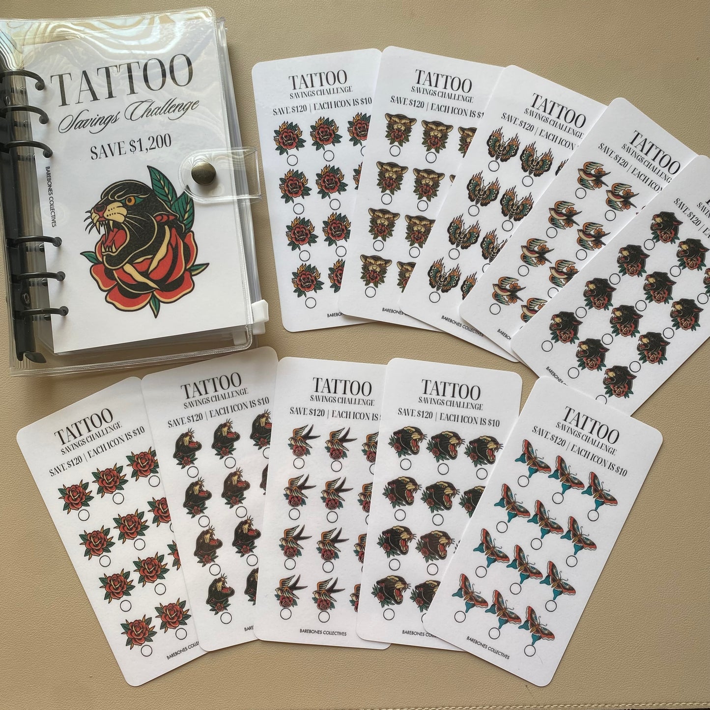 Tattoo A6 Savings Challenge Binder Bundle