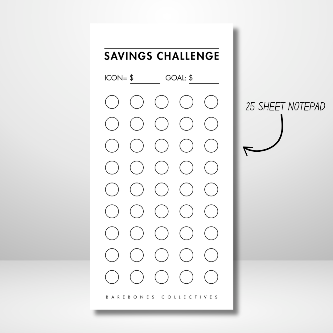 Customizable Savings Challenge Notepad