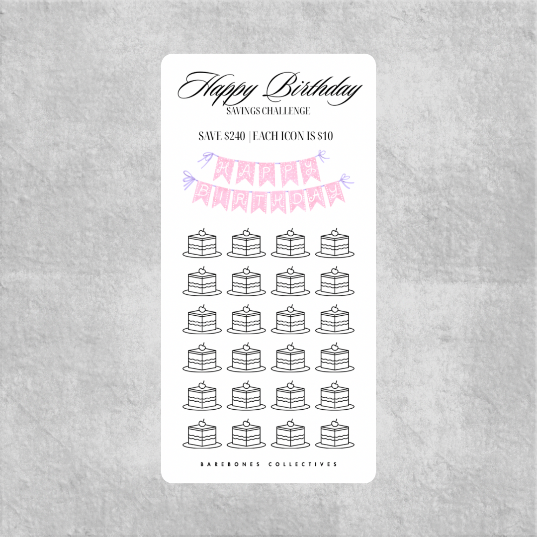 Happy Birthday Banner Savings Challenge Save $240