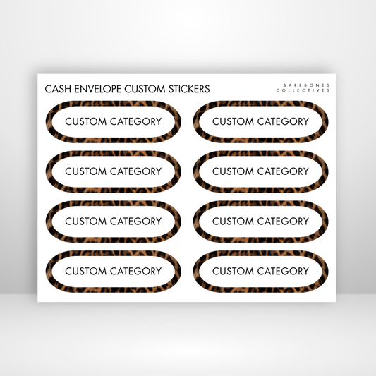 Leopard Cash Envelopes Labels Sticker Sheet