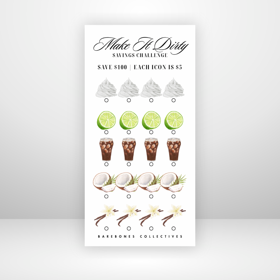 Make it Dirty Savings Challenge Save $100
