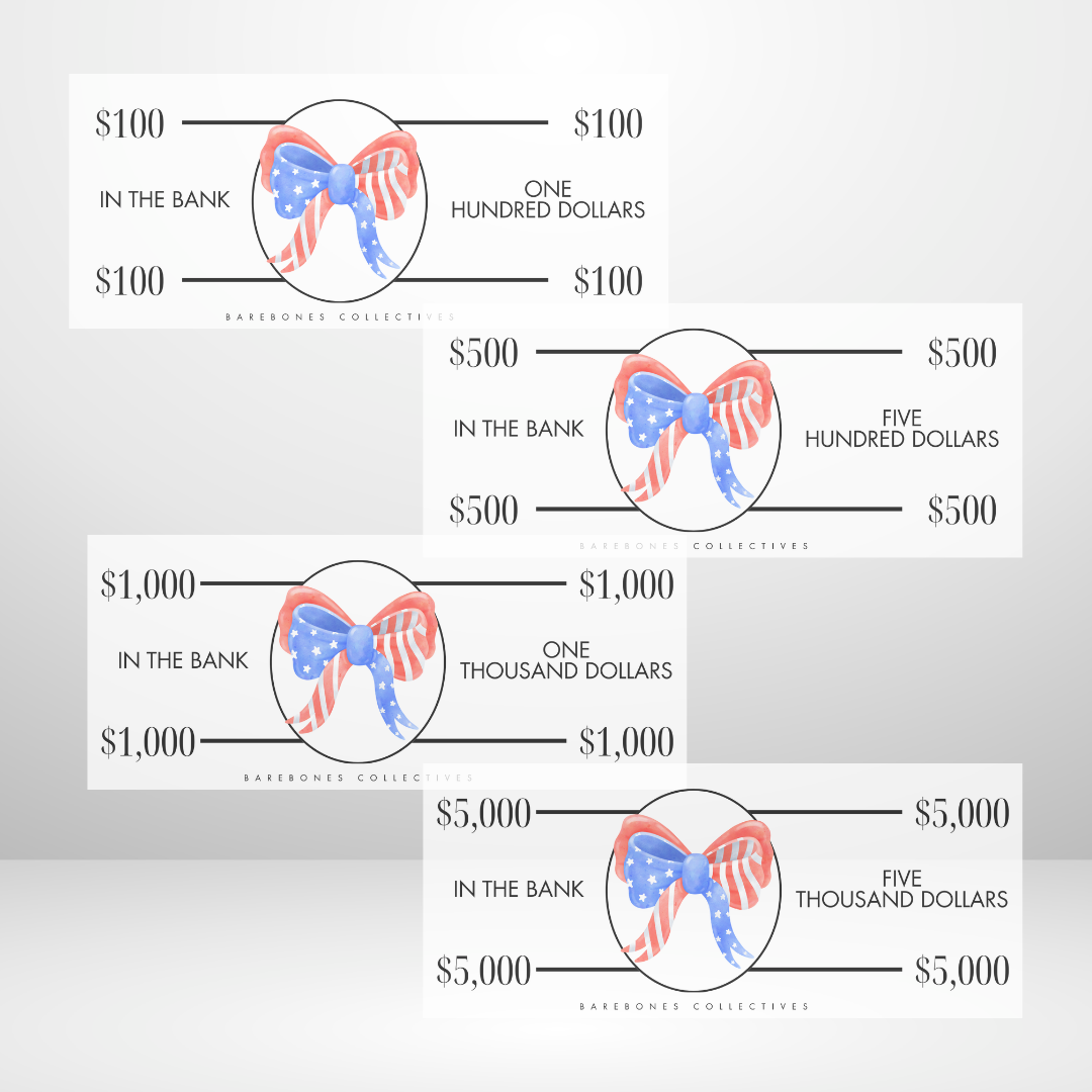 Forth of July Bows Cash Place Holders