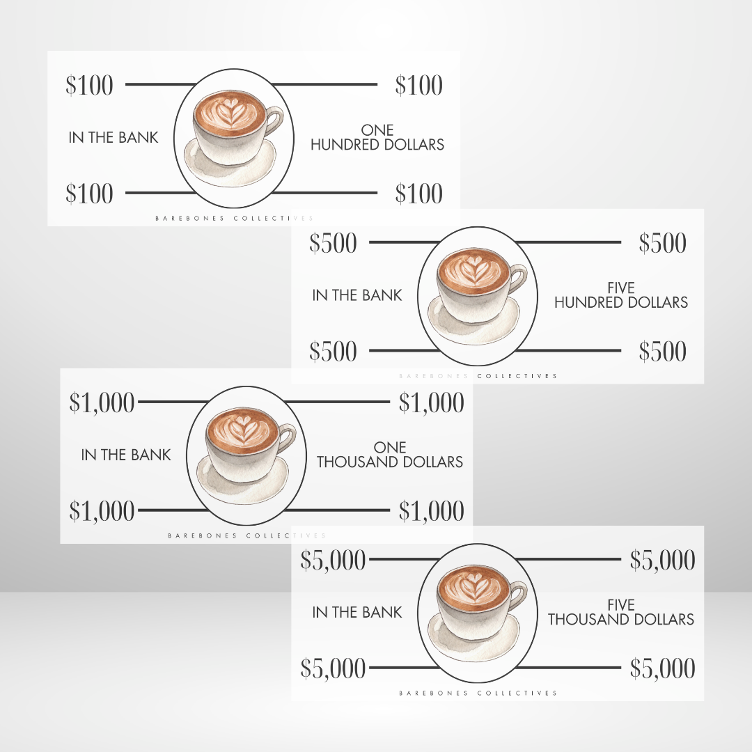 Coffee Cup Cash Place Holders