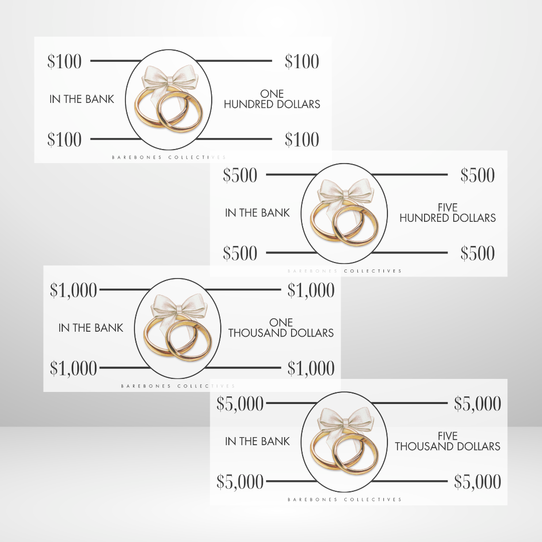 Wedding Rings Cash Place Holders