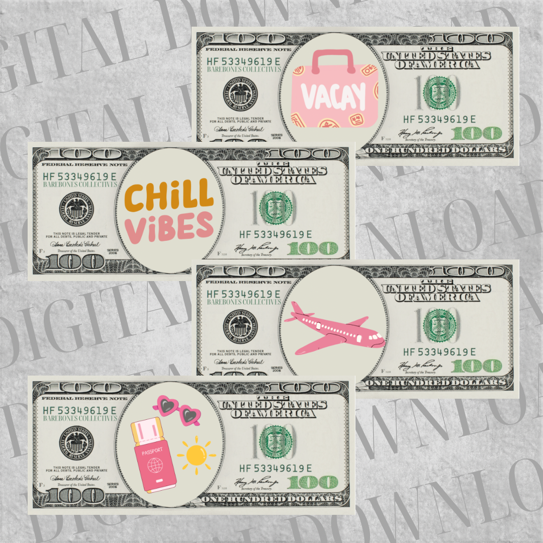 DIY Set of 4 Cash Place Holders $100 DIGITAL DOWNLOAD