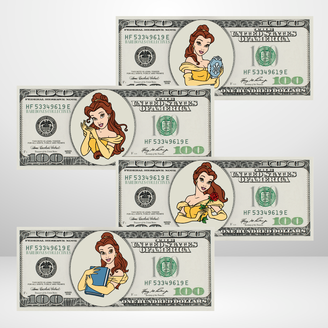 Princess Belle Cash Place Holders $100 Sets of 4