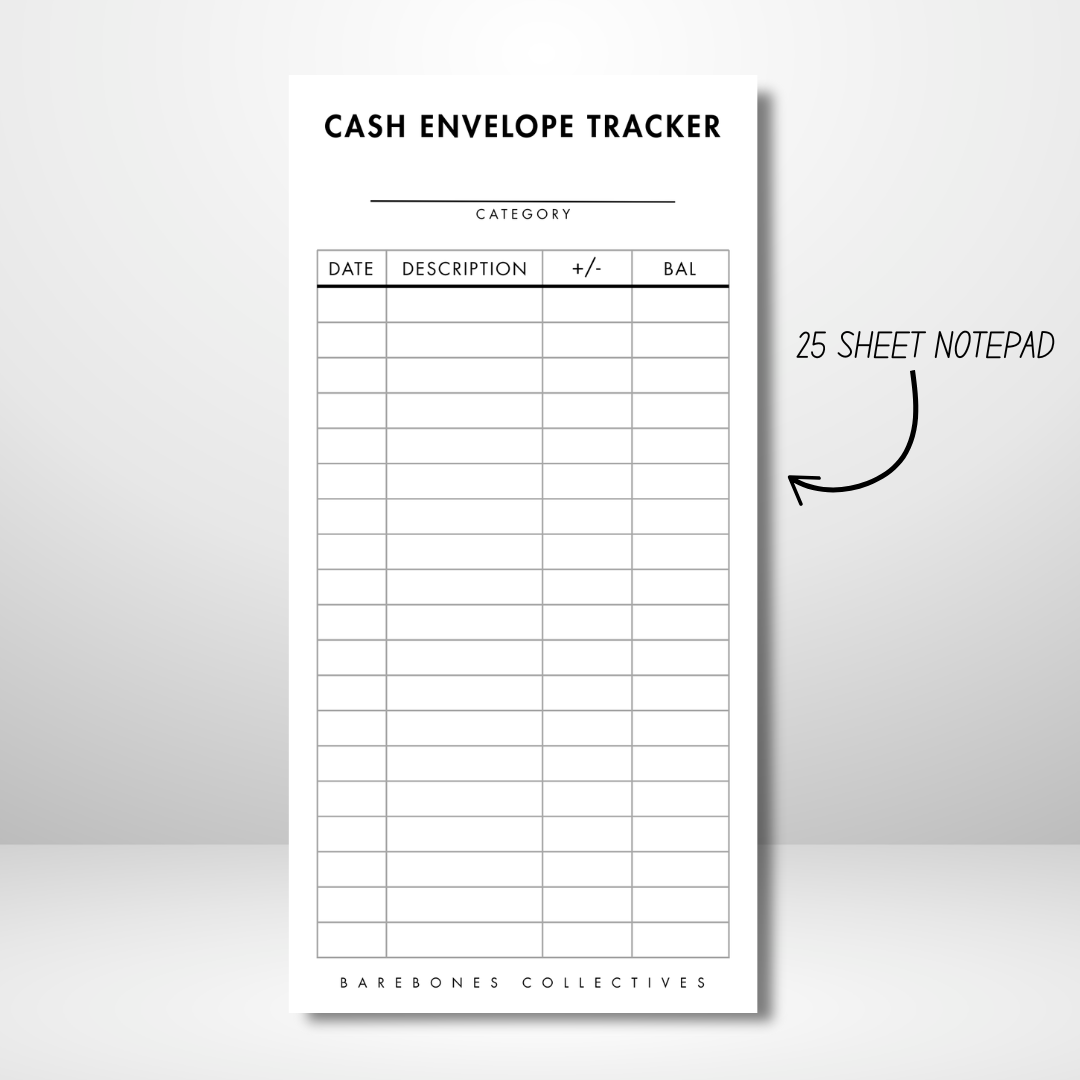 Cash Envelope Tracker Notepad With Description Section