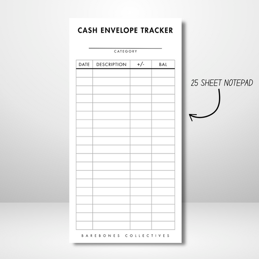Cash Envelope Tracker Note pad With Description Section
