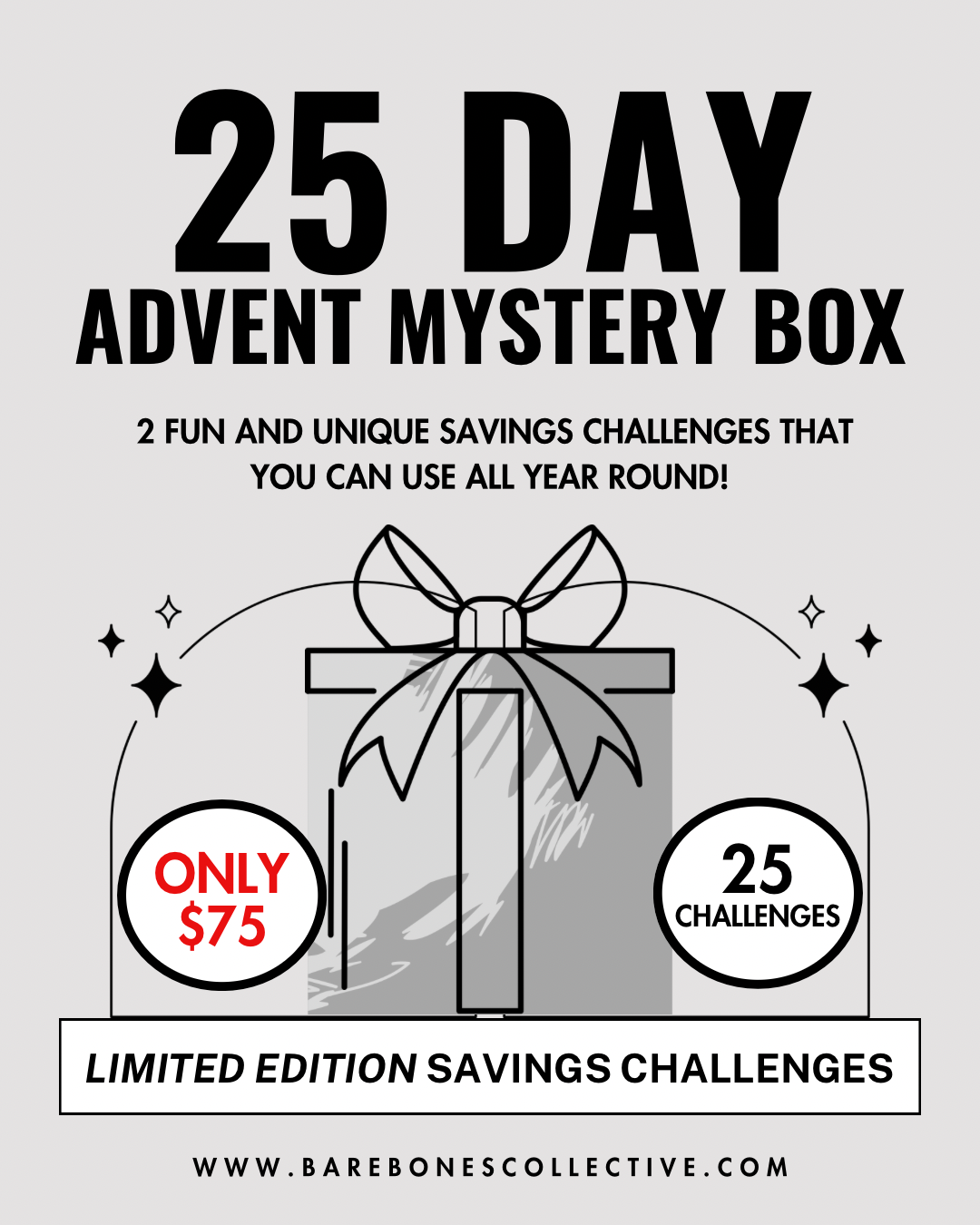 25 Day Limited Edition Savings Challenges Advent Box READY TO SHIP