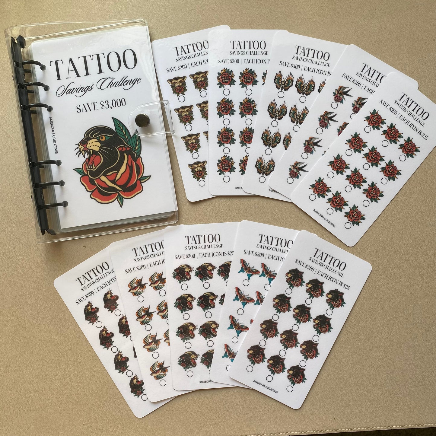 Tattoo A6 Savings Challenge Binder Bundle