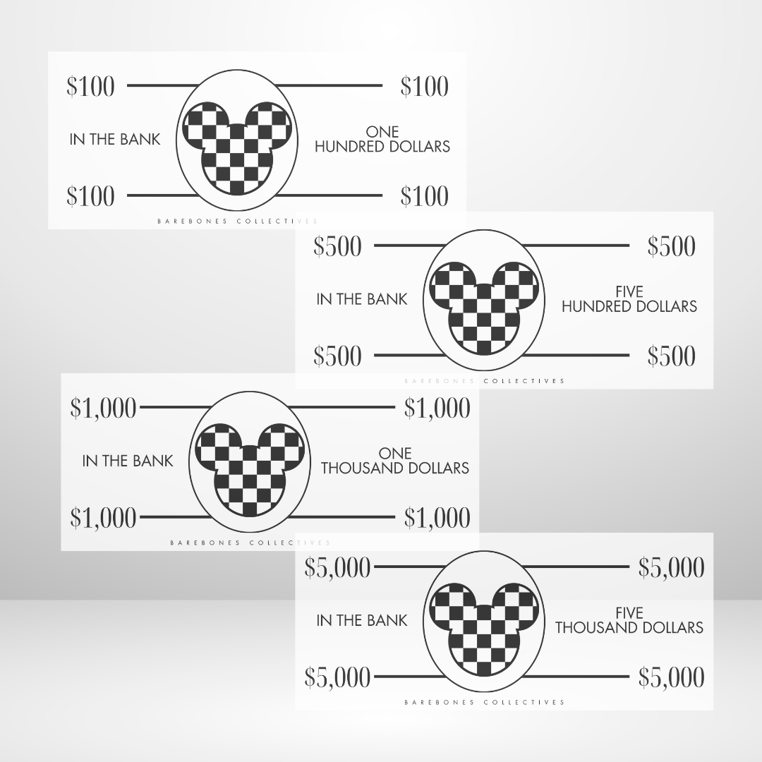 Checkered Mickey Mouse Cash Place Holders