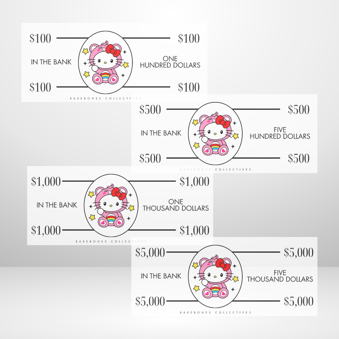 Care Bear Hello Kitty Cash Place Holders