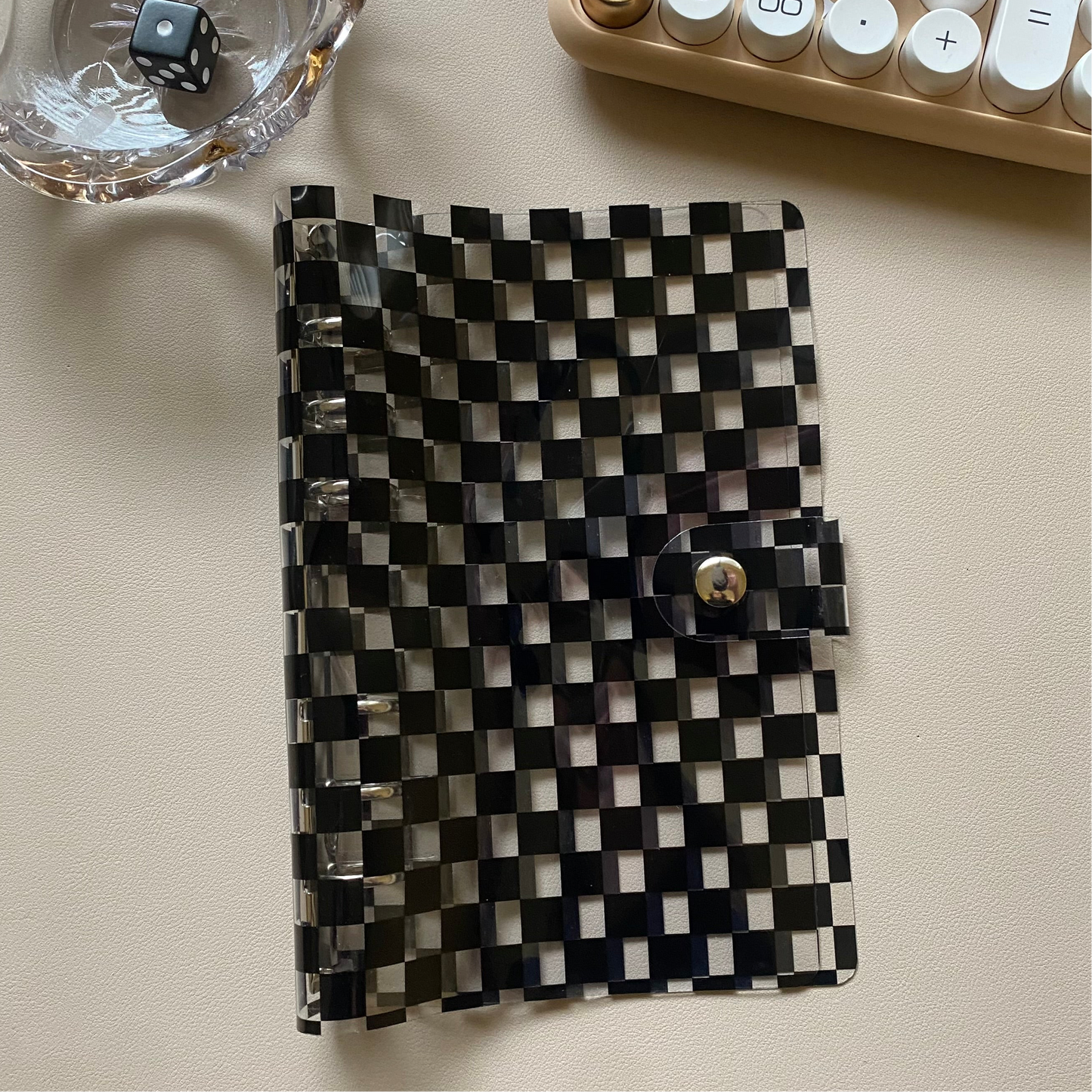 The Checkmate Binder - Clear & Black Checkered A6 Binder