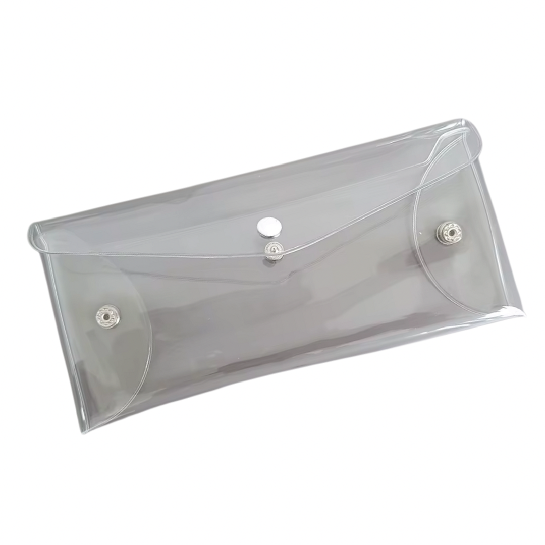 Clear Money Pouch With White Snap Buttons