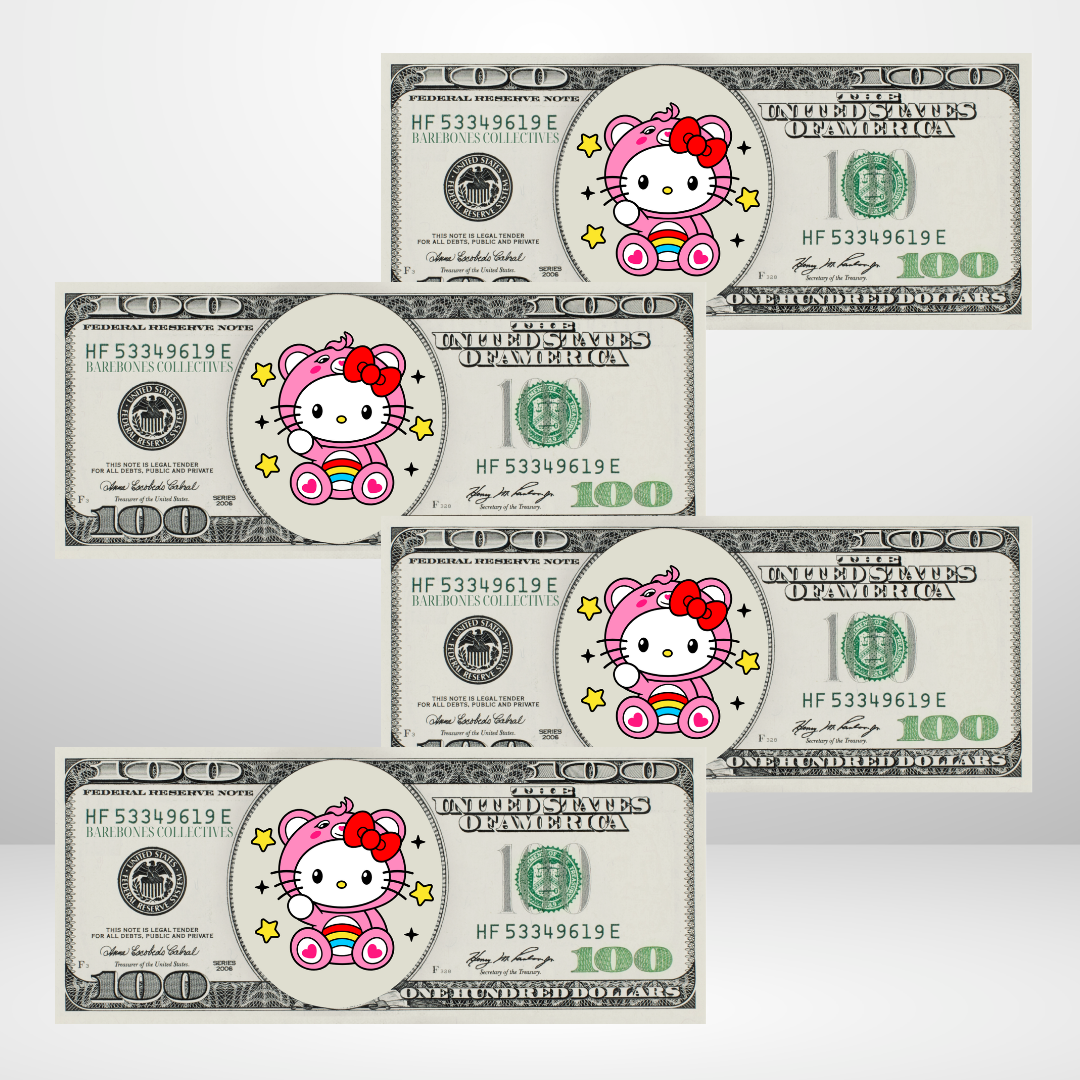 Care Bear + Hello Kitty Cash Place Holders $100 Sets of 4