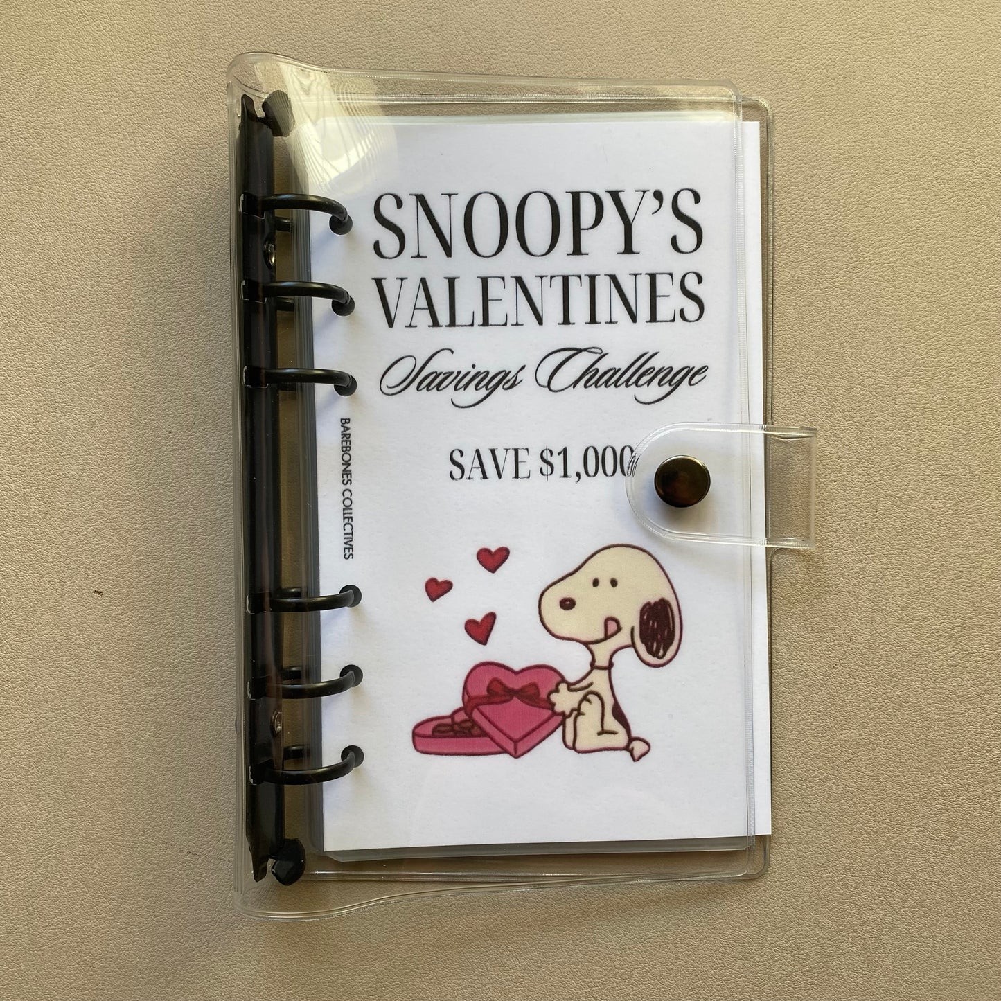 Snoopy valentines A6 Savings Challenge Binder Bundle