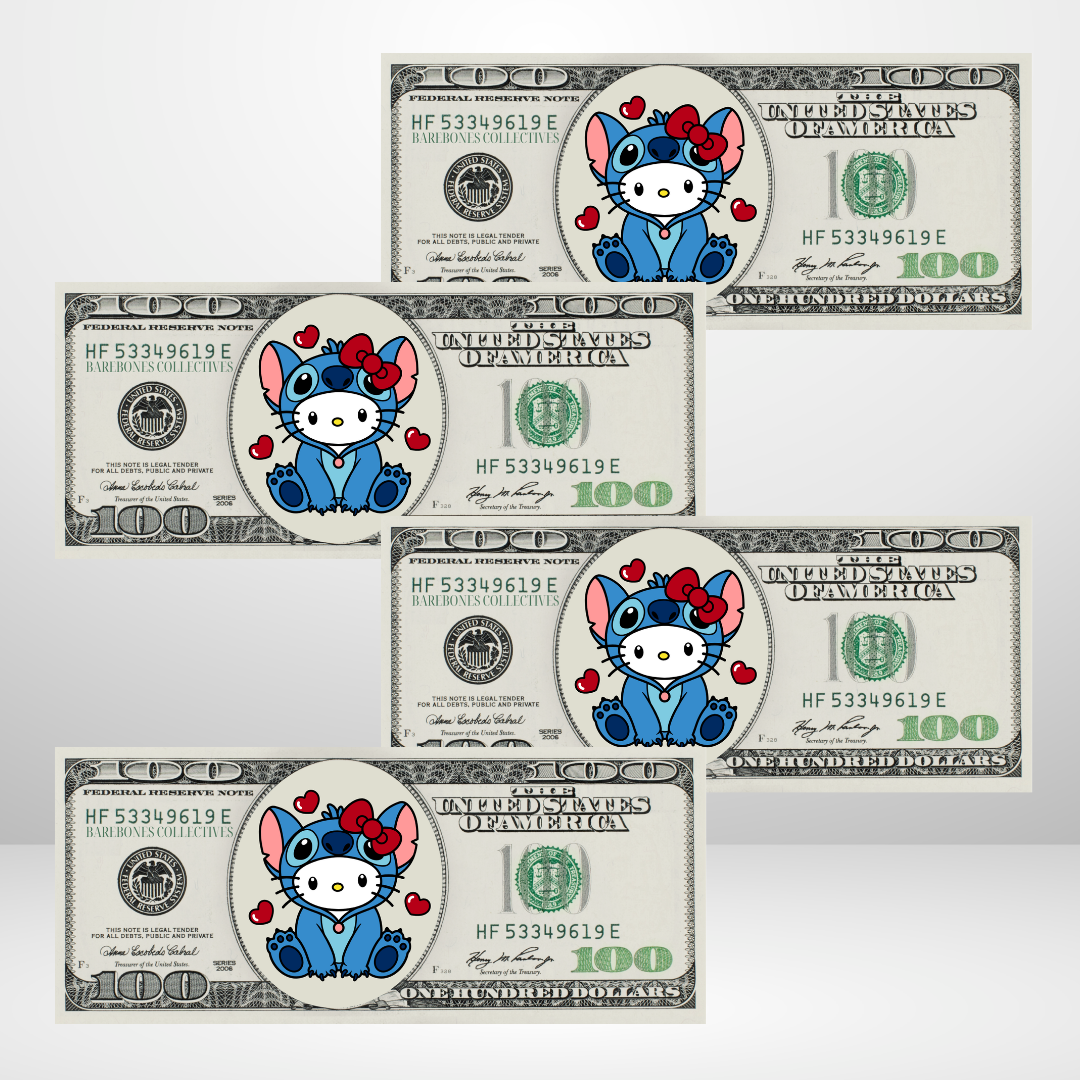 Hello Kitty + Stitch Cash Place Holders $100 Sets of 4