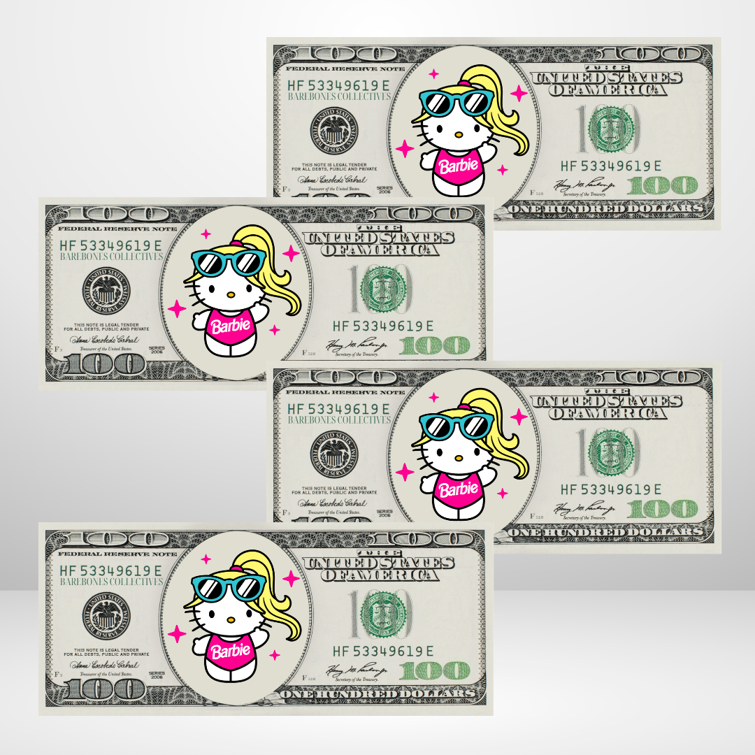Hello Kitty + Beach Barbie Cash Place Holders $100 Sets of 4