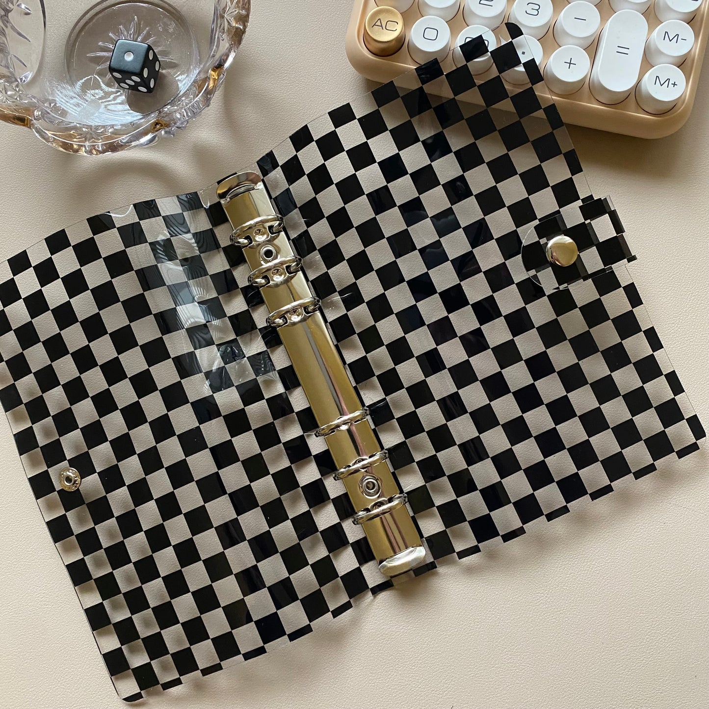The Checkmate Binder - Clear & Black Checkered A6 Binder