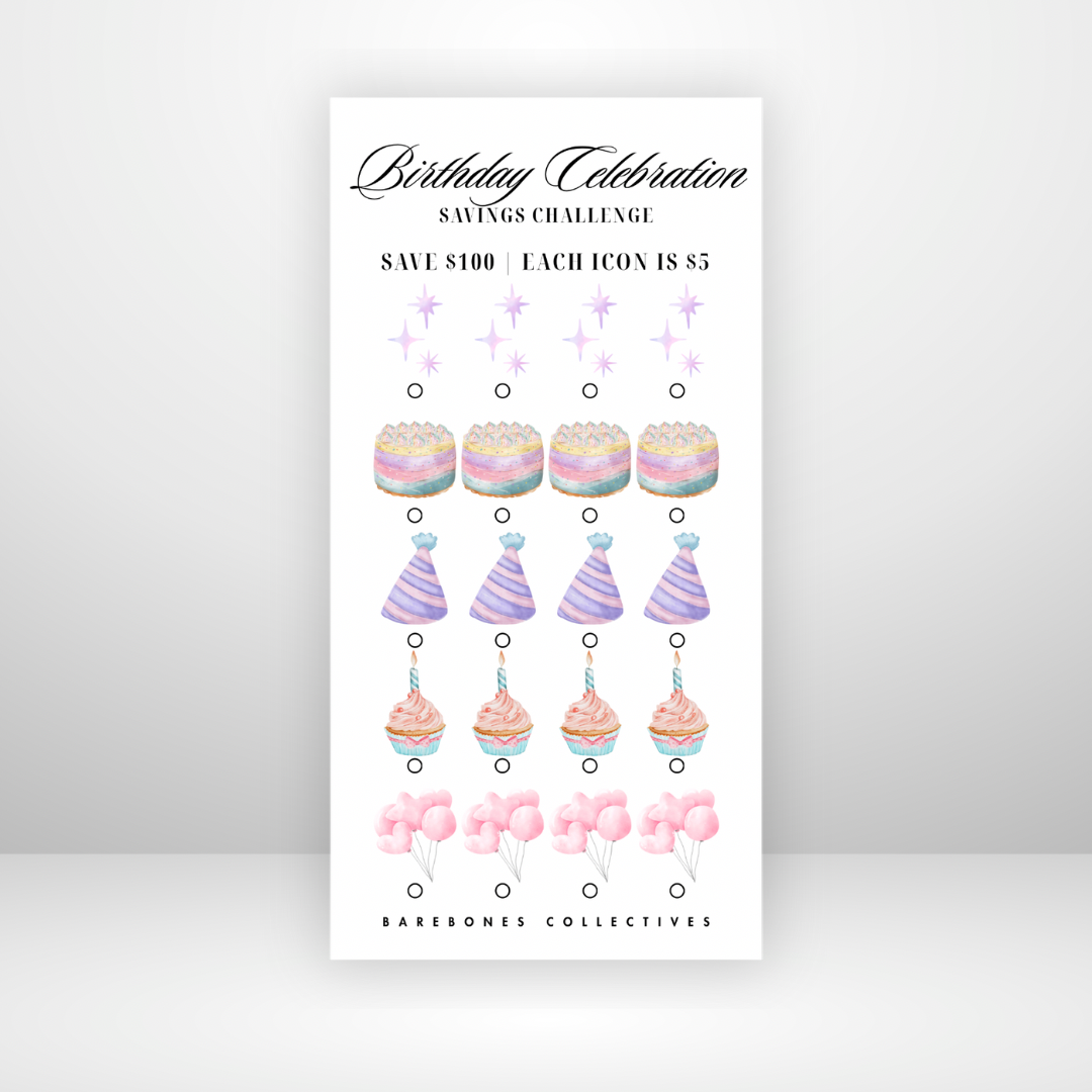 Birthday Celebration Savings Challenge Save $100