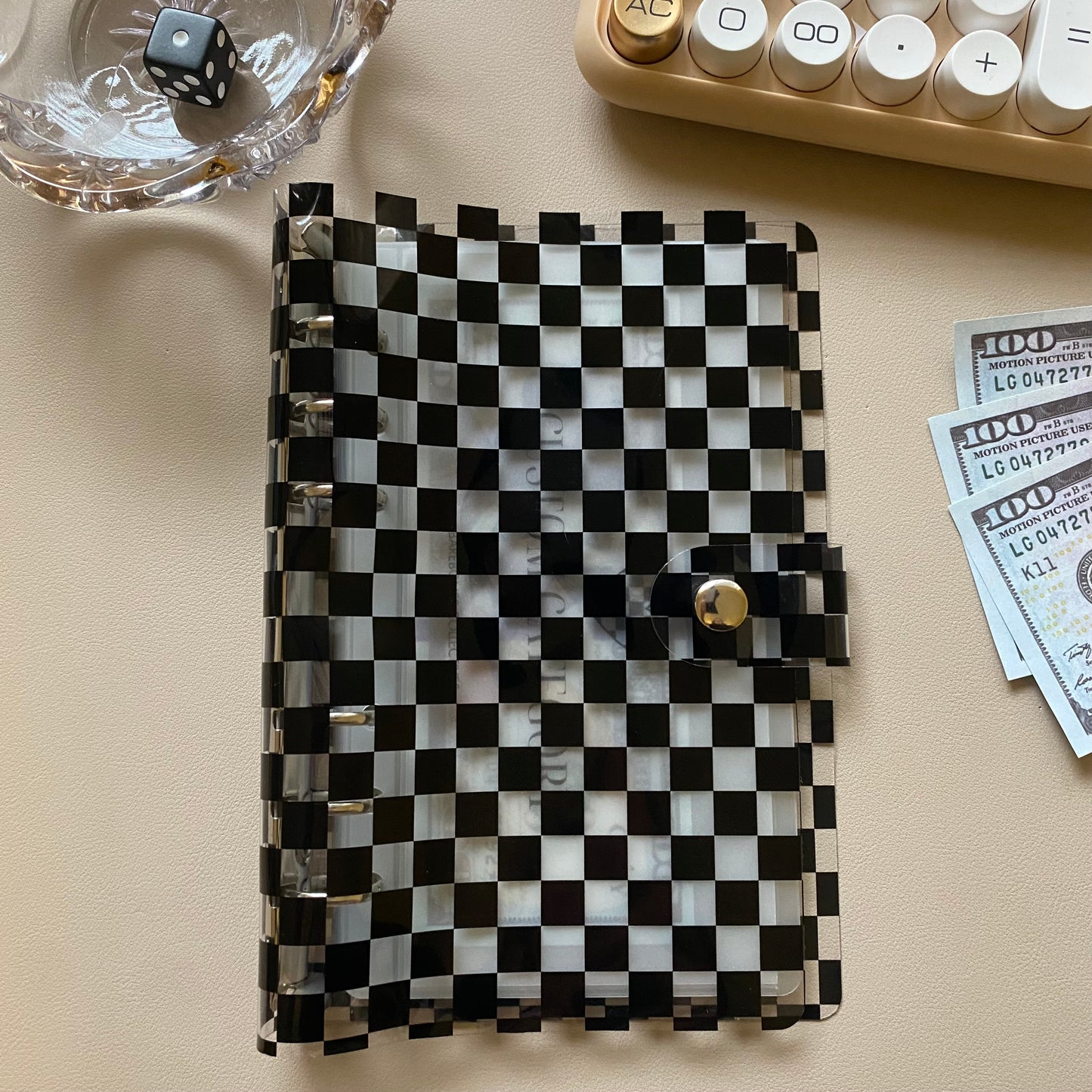 The Checkmate Binder - Clear & Black Checkered A6 Binder