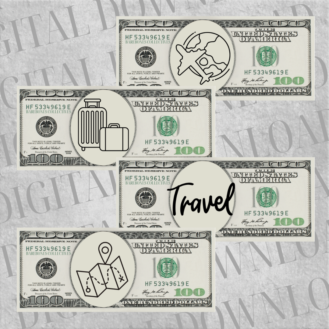 DIY Set of 4 Cash Place Holders $100 DIGITAL DOWNLOAD