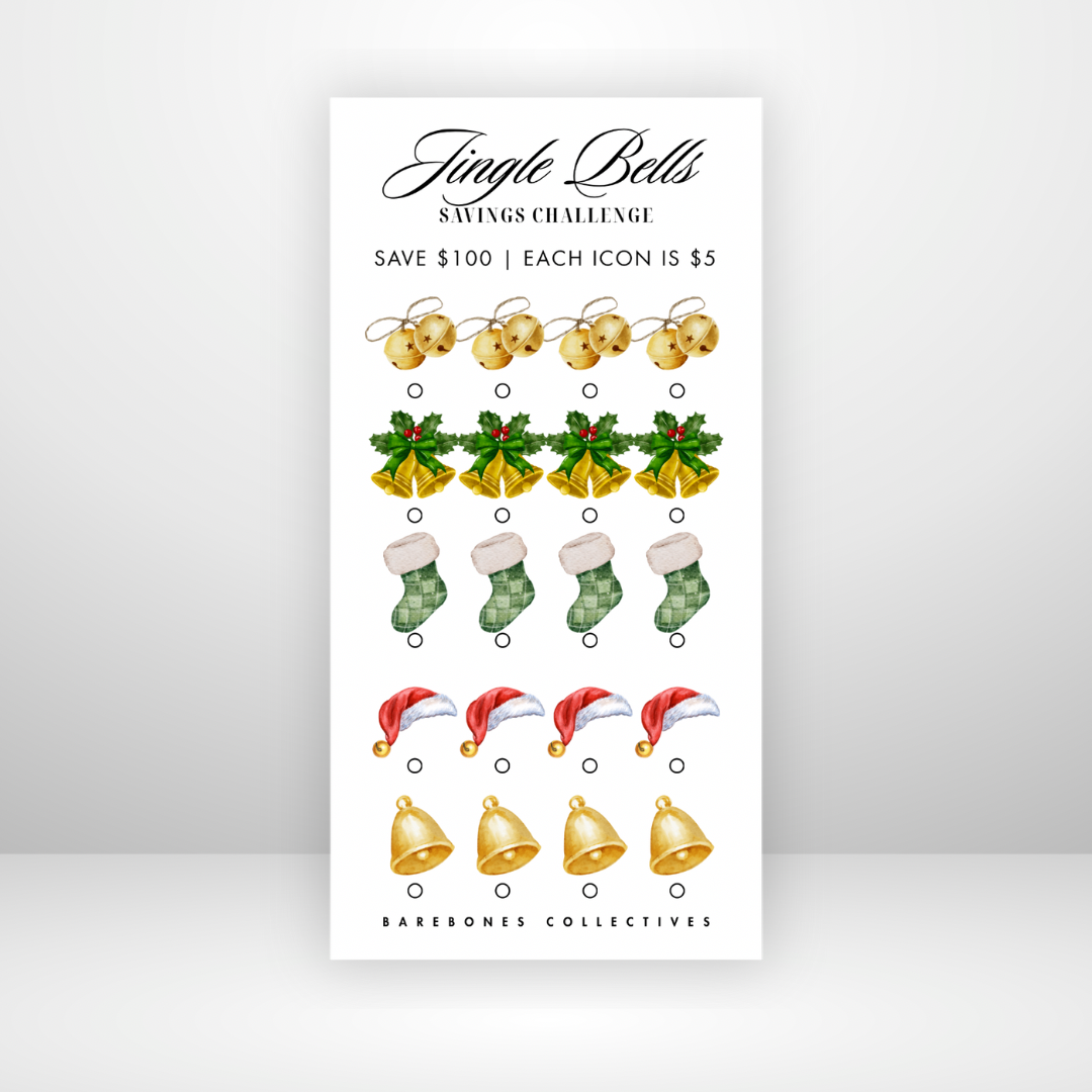 Jingle Bells Christmas 3x6 Savings Challenge Save $100