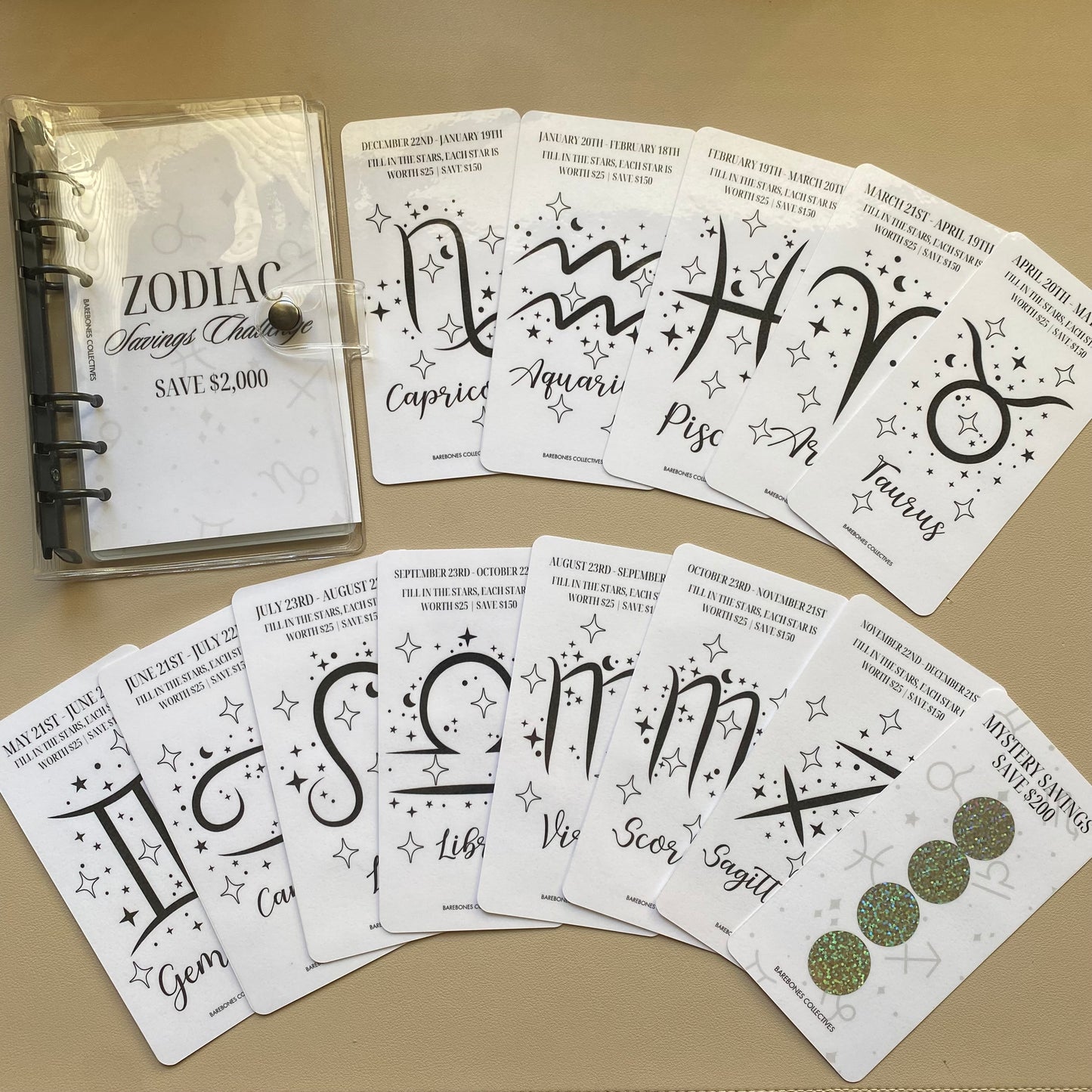 Zodiac A6 Savings Challenge Binder Bundle