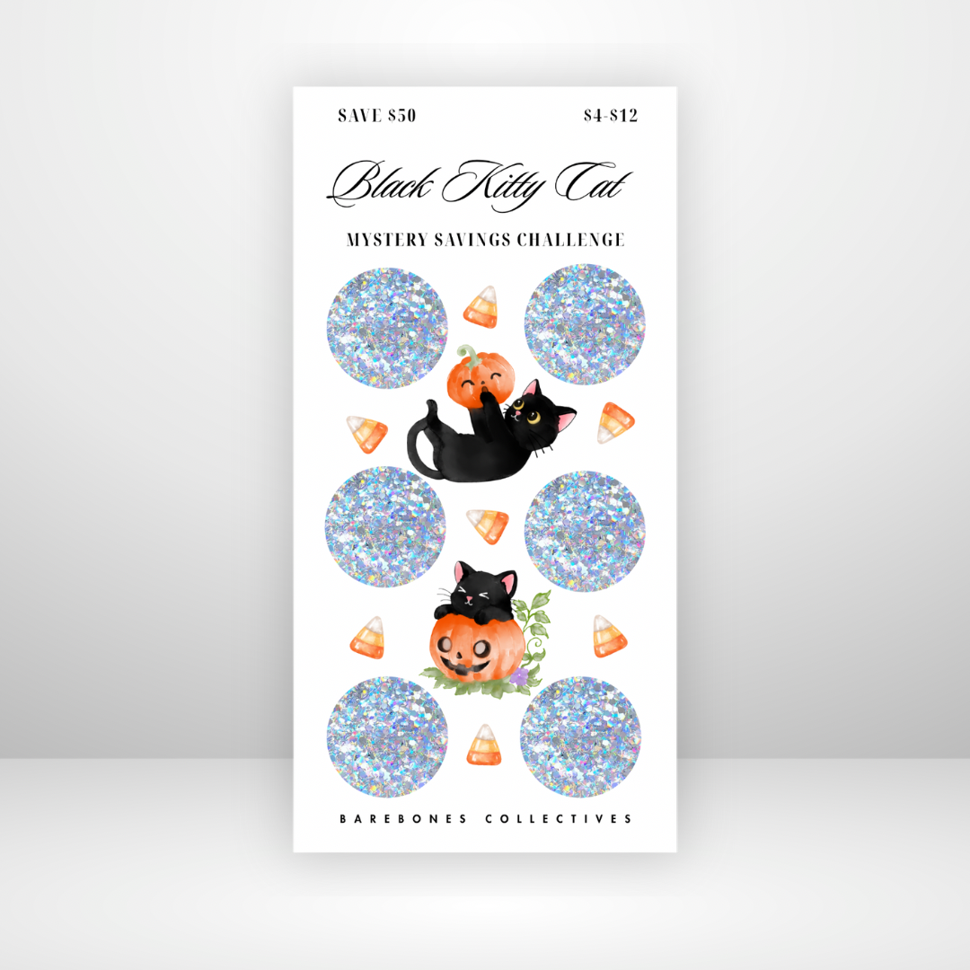 Black Kitty Cat Mystery Scratch Off Savings Challenge Save $50