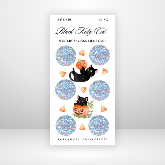Black Kitty Cat Mystery Scratch Off Savings Challenge Save $50