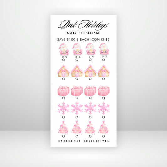 Pink Holidays Christmas 3x6 Savings Challenge Save $100