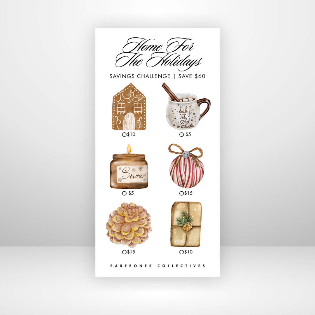Home for the Holidays Christmas 3x6 Savings Challenge Save $60