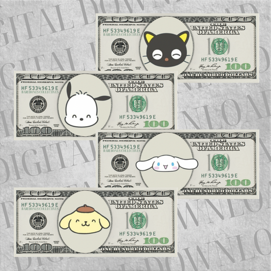 DIY Set of 4 Cash Place Holders $100 DIGITAL DOWNLOAD