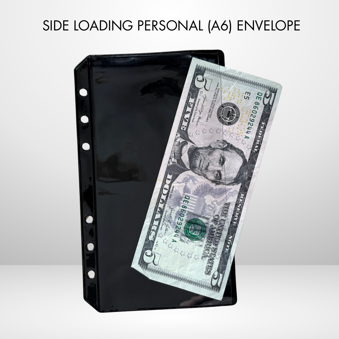 Noir Side Loading Cash Envelopes Set of 6