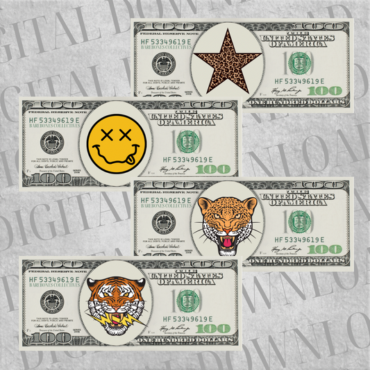 DIY Set of 4 Cash Place Holders $100 DIGITAL DOWNLOAD