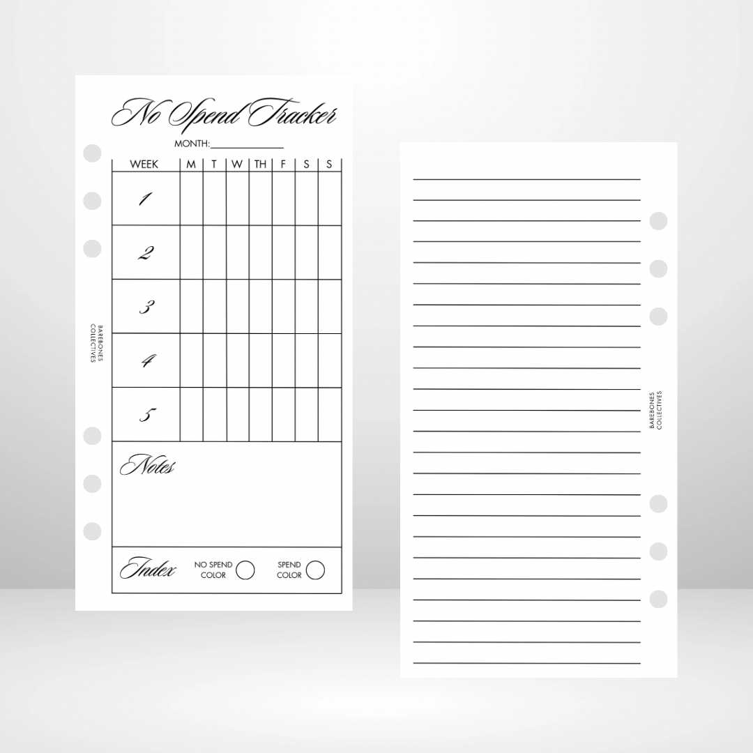 No Spend Tracker Signature Wallet Inserts