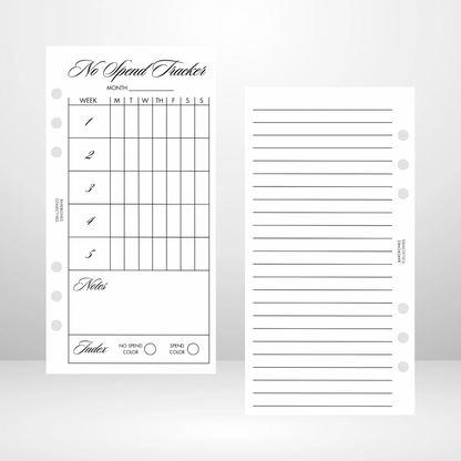 No Spend Tracker Signature Wallet Inserts