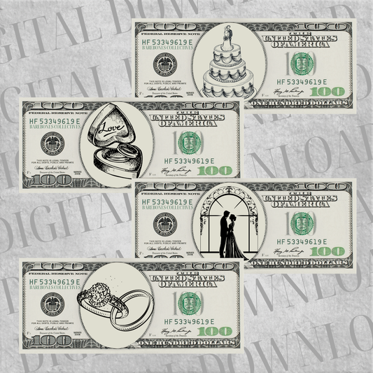 DIY Set of 4 Cash Place Holders $100 DIGITAL DOWNLOAD